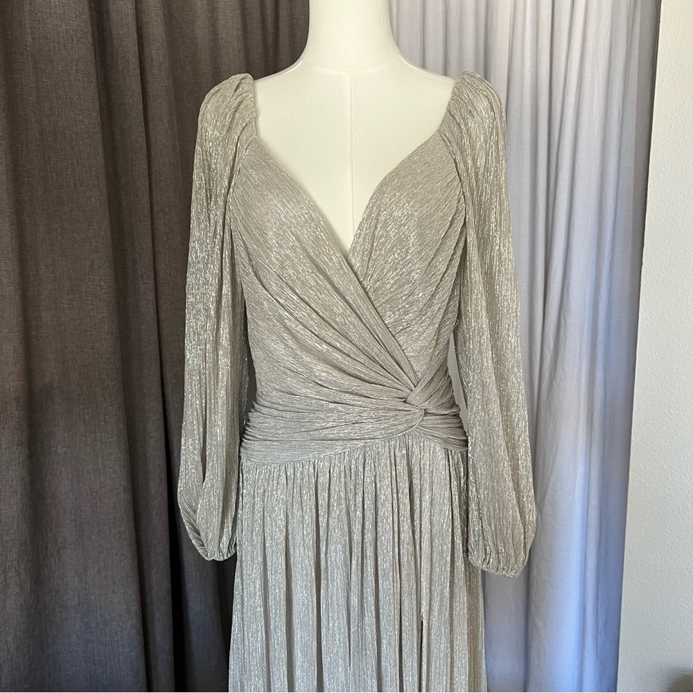JONATHAN SIMKHAI Adele Twist-Front Plissé-Lamé Gown - Picture 12 of 14